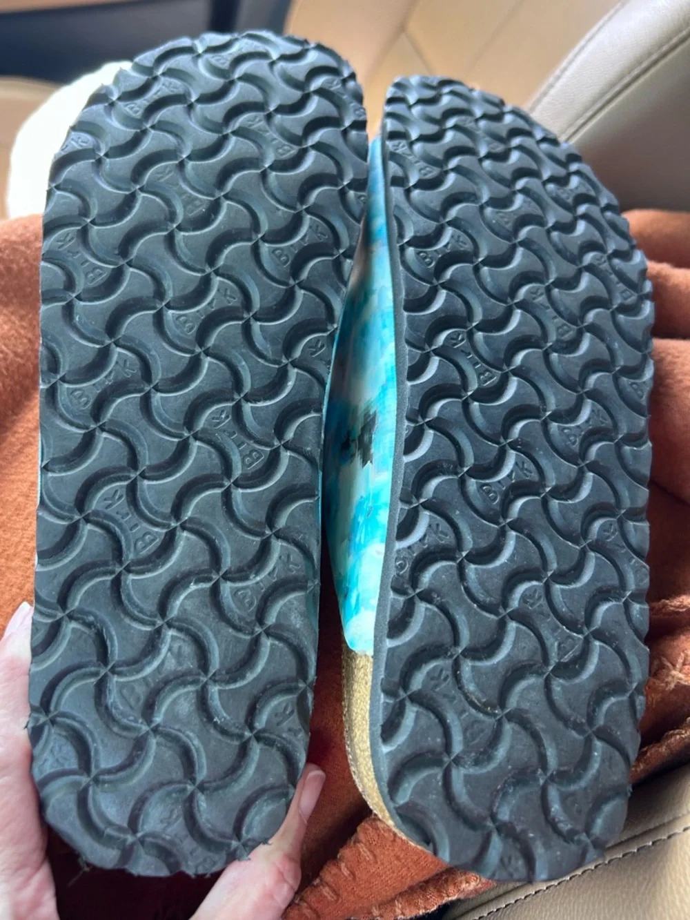 Women's Birkenstock Papillio Blue flower Three-Strap Sandals like new size 9 - Picture 2 of 4